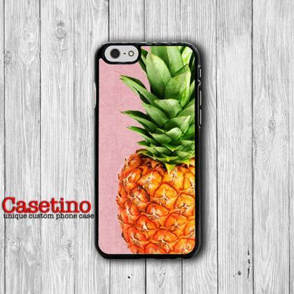 Pink Pineapple Printed Wood Iphone Cases, Tropical..