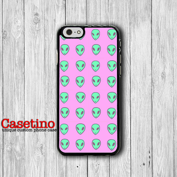Iphone 6 Case - Mint Ufo Alien With Pink Background Phone Cases, Space Hipster Iphone 5, 5s, Iphone 4, 4s Cover, Personalized Custom Gift#1-112